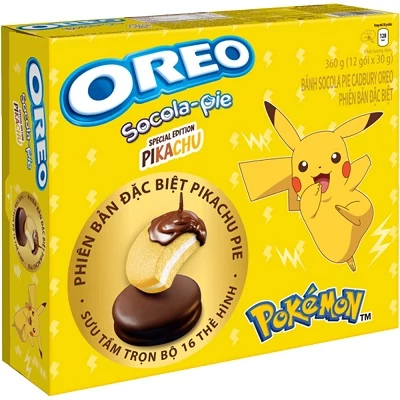 Oreo Pokemon 360G Socola-Pie Cadbury Banános (12x30G)