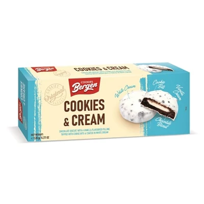 Bergen 128G Cookies & Cream - Vanília krémmel töltött keksz