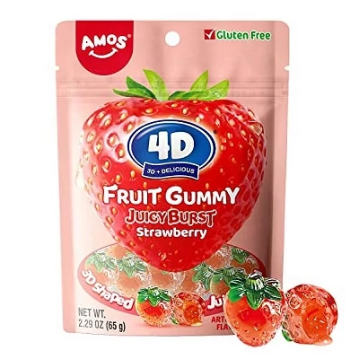 Amos 65G Strawberry Burst - Eperlével töltött gumicukor
