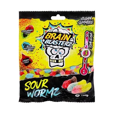 Brain Blasters 100G Sour Worms Gumicukor