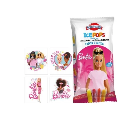 Dolci Preziosi 400ML Jégnylóka Barbie Gyümölcs ízű Jégnyalóka + 2 db ajándék tattoo (10x40ml) 