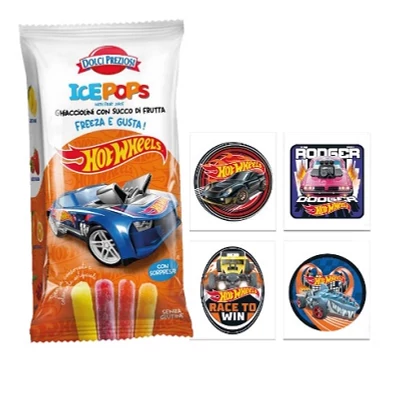 Dolci Preziosi 400ML Jégnylóka Hot Wheels Gyümölcs ízű Jégnyalóka + 2 db ajándék tattoo (10x40ml) 