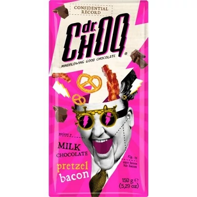 Dr. Choq 150G Tejcsokoládé Tábla Bacon és Sós Perec Darabokkal