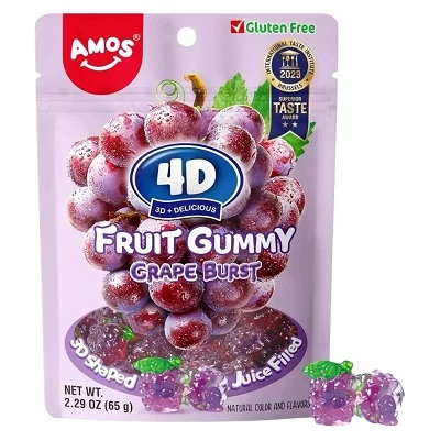 Amos 65G Grape Burst - Szőlőlével töltött gumicukor