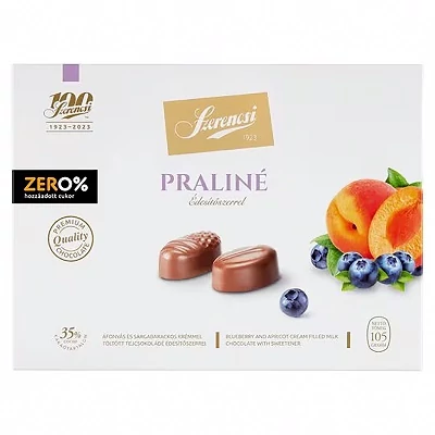 Szerencsi 105G ZERO Áfonya - Sárgabarack ízű krémmel töltött praliné