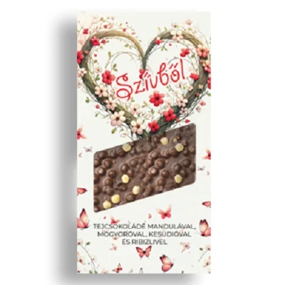 Chocolips 100G Szívből - Tejcsokoládé Mandulával Mogyoróval Kesudióval és Ribizlivel