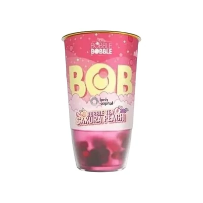 Bob 0,36L Sakura Peach Bubble Tea (barack-licsis zöld tea, szőlő boboával)