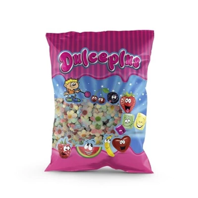 Dulceplus 1Kg Sour Multicolour Flowers -Vegyes Gyümölcs Ízű Savanyú Gumicukor (17022)