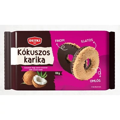 Detki 150G Kókuszos karika kakaós étbevonóval félig mártva