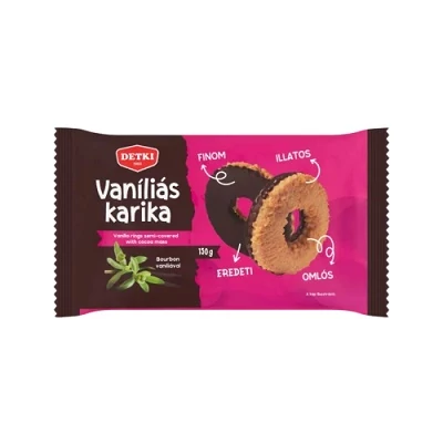 Detki 150G Vaníliás karika kakaós étbevonóval félig mártva
