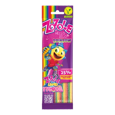 Zozole 75G Szivárványszínű, gyümölcsízű, szupersavanyú gumicukor