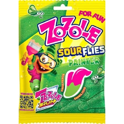 Zozole 75G Légy formájú Zöld színű, nyelvfestős gumicukor