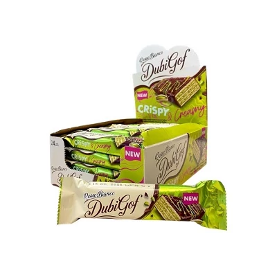 Rosso Bianco DubiGof 36G Étbevonóba mártott pisztácia ízű krémmel töltött ostya