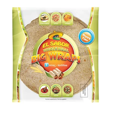 El Sabor 245G Big Wrap - Teljes Kiőrlésű Tortilla lap 25cm (4db)