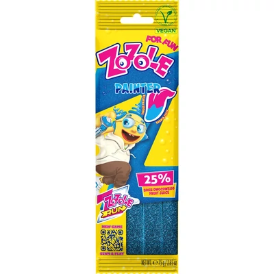 Zozole 75G Kék színű, málna ízű nyelvfestős savanyú gumicukor