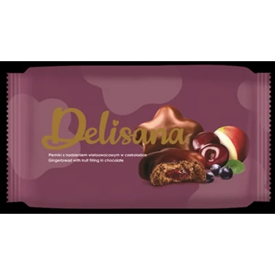 Delisana 200G Mézeskalács Puszedli Csillag ,Gyümölcsös Töltelékkel és Csokoládés Bevonattal