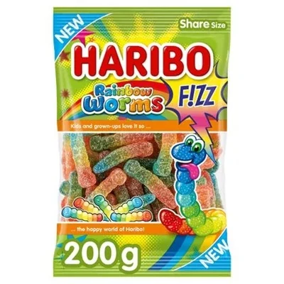 Haribo 200G Rainbow Worms Fizz