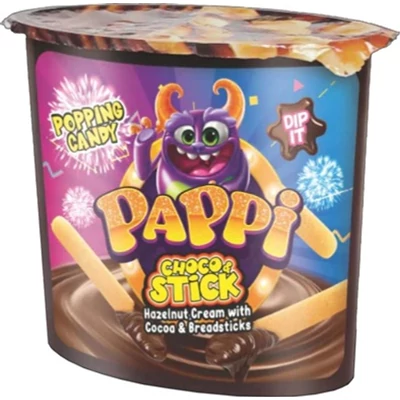 Pappi 55G Choco & Sticks - Pattogócukros Mogyorókrém Ropogós Pálcikákkal