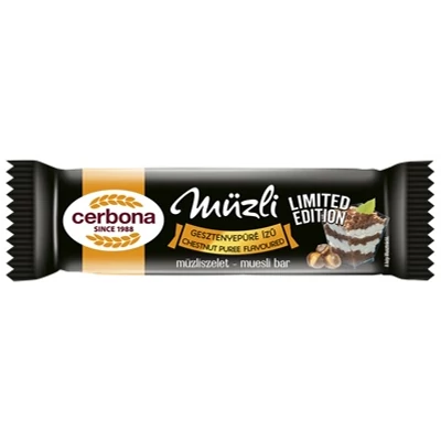 Cerbona Müzliszelet 20G Gesztenyepüré Tejszínes Bevonattal