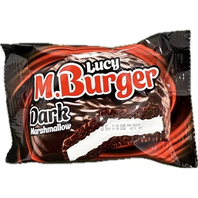 M. Burger 42G Dark Marshmallow - Étbevonóba mártott kakaós keksz habcukor töltelékkel