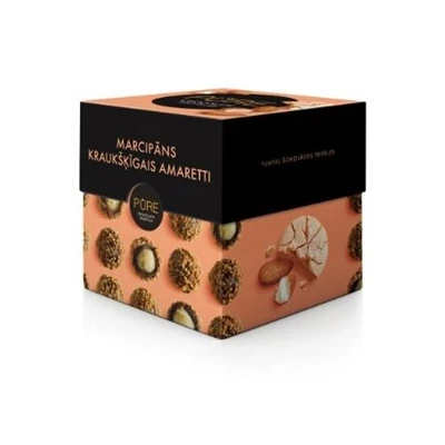 Pure 96G Cube Marcipános Krémmel Töltött Étcsokoládé Trüffel Amaretti Keksz Darabokkal Szórva