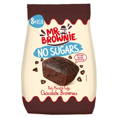 Mr. Brownie 200G Cukormentes - Belga Csokoládé Darabokkal (8*25G-Zacskós)