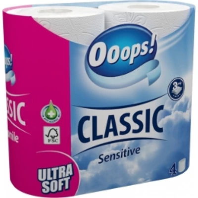 Ooops! Wc Papír 3 Rétegű 4 Tekercs Classic Sensitive