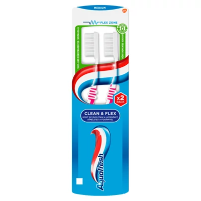 Aquafresh Fogkefe 2 db Clean&Flex Medium