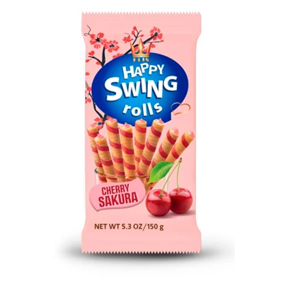Happy Swing 150G Cseresznyevirág ízű krémmel töltött ostyarúd