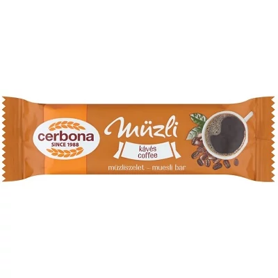 Cerbona Müzliszelet 20G Kávé Fehércsokoládé Bevonattal