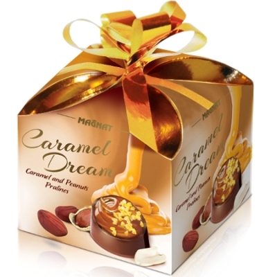Magnat Caramel Dream karamellás-mogyorós töltelékkel töltött mogyoró darabos csokoládé praliné 40G