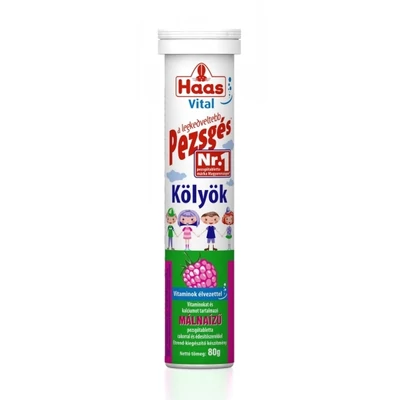 Haas Pezsgőtabletta 80G Kölyök Vital Málna Vitaminok+Kálcium