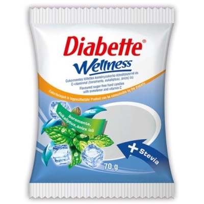 Diabette Wellness borsmenta ízű töltetlen kemény cukorka 70G Cukormentes