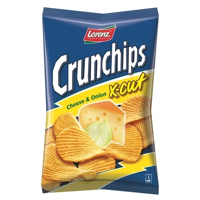 Lorenz Crunchips X-Cut 75G Cheese & Onion Sajt-Hagyma  LZCR0067