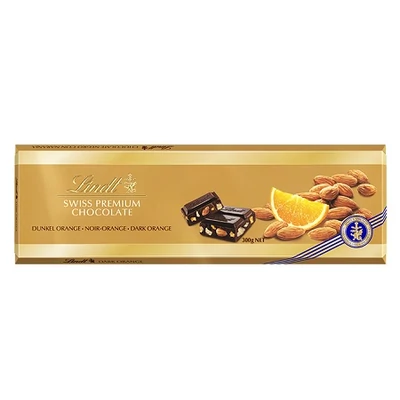 Lindt 300G Swiss Premium Dark Orange Almond Ét, Narancsos, Mandulás LNTL2004