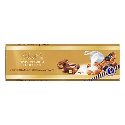 Lindt 300G Swiss Premium Mogyoró Mandula Mazsola LNTL2104