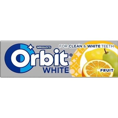 Orbit gyümölcs (white fruit) ízű rágó 14 g, cukormentes