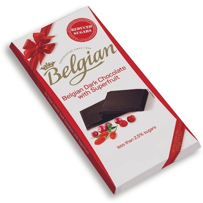 Belgian Dark gojival,acerolával és áfonyával töltött étcssokoládé 100G Cukormentes