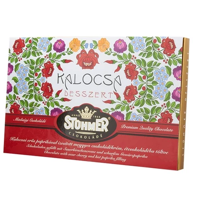Stühmer Kalocsa Desszert 120G (erős paprikával ízesített meggyes csokoládékrém,étcsokoládéba töltve)